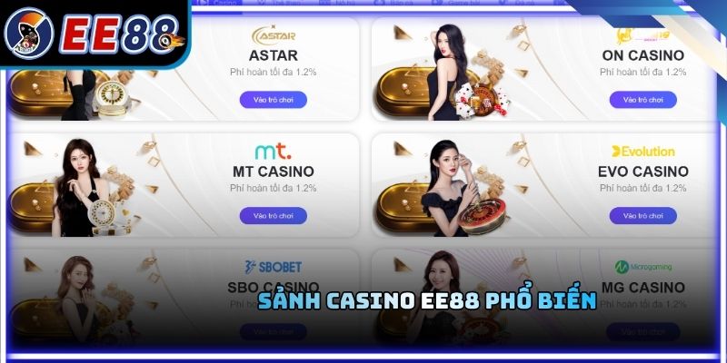 Sảnh casino EE88 phổ biến