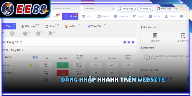 Đăng nhập nhanh trên website
